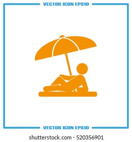 people under a beach umbrella icon vector illustration eps10. Isolated badge for website or app - stock infographics