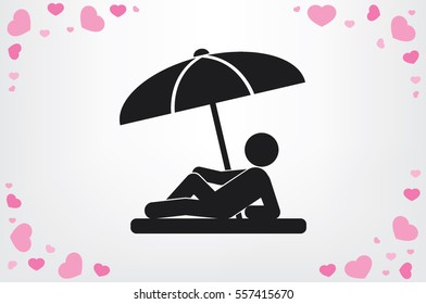 people under a beach umbrella icon vector illustration eps10. Isolated badge for website or app - stock infographics