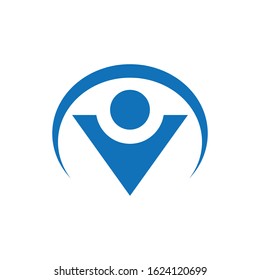 people under half circle icon logo vector