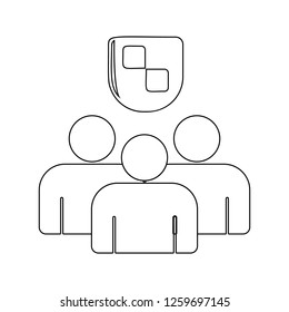 people under the shield icon. Element of insurance for mobile concept and web apps icon. Thin line icon for website design and development, app development