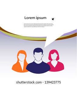 people under a speech bubble