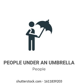People under an umbrella glyph icon vector on white background. Flat vector people under an umbrella icon symbol sign from modern people collection for mobile concept and web apps design.