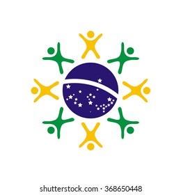 People unity concept in the shape and colors of brazilian flag
