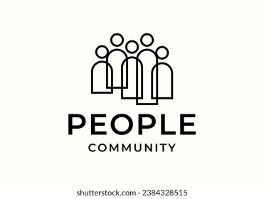 people unity family line art logo icon illustration design