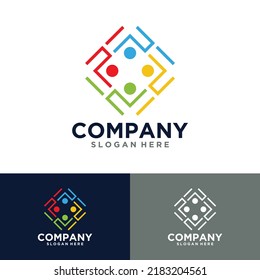 People and unity logo symbol for social media, teamwork, alliance, Connect, Family, Community, people, network and social icon Vector Logo Design Template Elements
