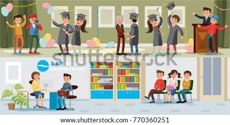 people university horizontal banners graduation celebration stock