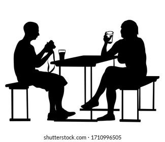 People Urban Cafe Isolated Silhouettes People Stock Vector (Royalty ...