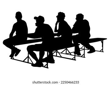 People in urban cafe on white background