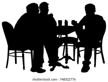 Silhouettes People Cafe On White Background Stock Illustration ...