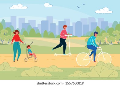 People, Urban Citizens in Park on Weekend Day.