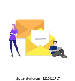 People use digital communications in their lives. Man and woman are chating