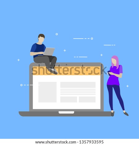 People use digital communications in their lives. Man and woman are chating