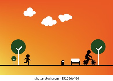 People use free time to exercise in the city park