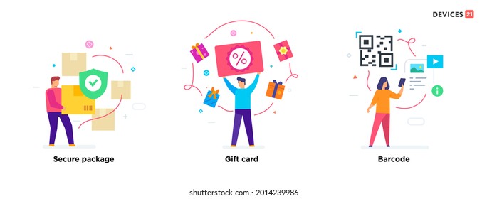 People use gadgets. set of icons, illustration. Smartphones tablets user online store, shopping, ordering, payment by card.Flat illustration Icons infographics. Landing page site print poster.