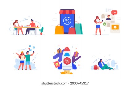 People use gadgets. set of icons, illustration. Smartphones tablets user interface social media , vacation, blog, blogger. Flat illustration Icons infographics. Landing page site print poster.