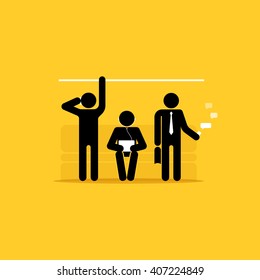 People use gadgets in the subway - vector illustration