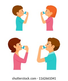 People use an inhaler.Vector illustration