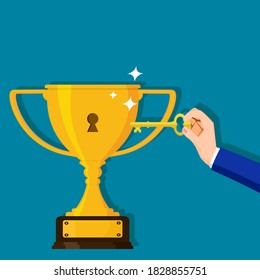 People use keys to unlock trophies. Ideas for unlocking the secret of success