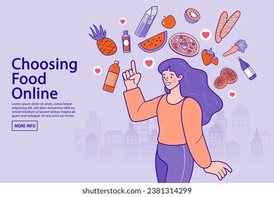 People use online shopping services. marketing and e-commerce. Fast delivery. delivery service concept. Fresh Groceries Food. Ecommerce concept. Vector illustration.