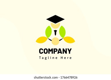 people used hat education with leaf illustration template education logo for school, e-learning, class online, class, club study, study, library, learning.