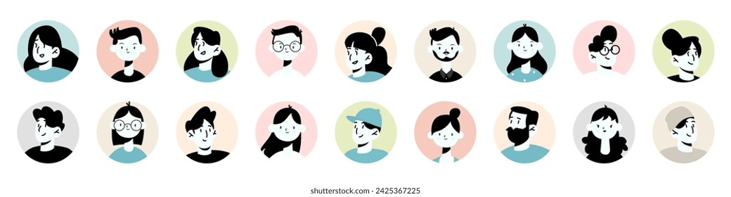 People user avatar collection. Set of people characters for social media. User profile, avatar, people collection
