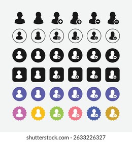 People User Icons Set Profile Add Remove Group Person Avatars, Head Icon set