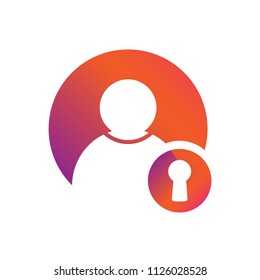 people / user with password symbol vector icon