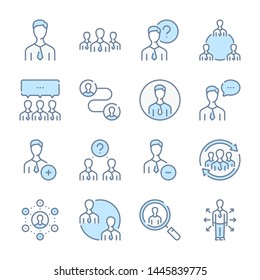 People, User and Team related blue line colored icons.