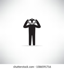 people using binoculars vector illustration
