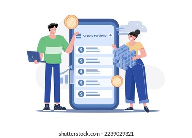 People Using Blockchain Technology Illustration concept. A flat illustration isolated on white background