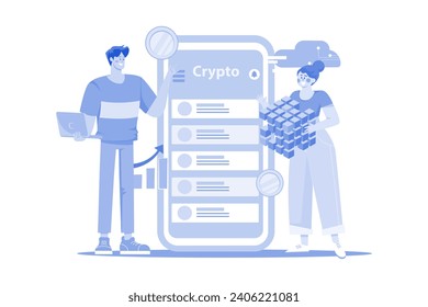 People Using Blockchain Technology Illustration Concept