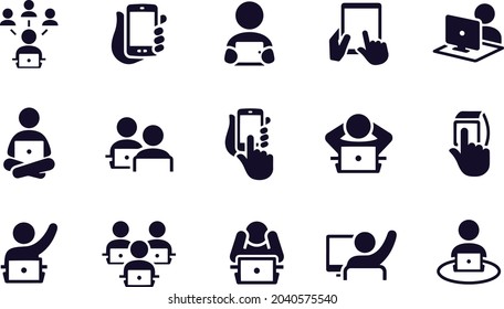 People Using Computers Icons vector design 