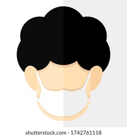 people using disposable mask. head character flat icon