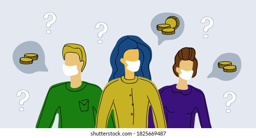 people using face mask searching work vector illustration design, 