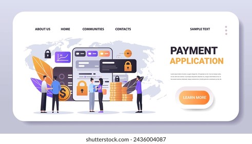 people using financial security money protection application reliability stability growth fintech business investment concept