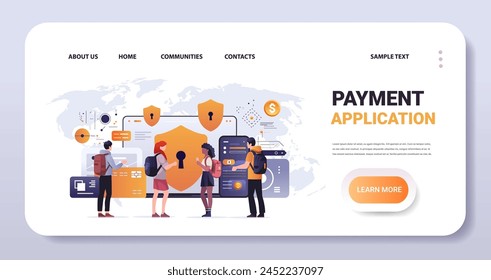 people using financial security money protection application reliability stability growth fintech business investment concept