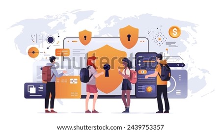 people using financial security money protection application reliability stability growth fintech business investment concept