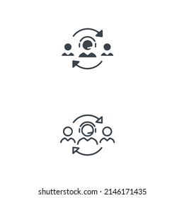 Personas que utilizan auriculares para videoconferencia Icono de ilustración de fondo blanco