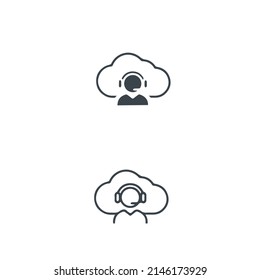 People using headsets for video conference icon stock illustration on white background