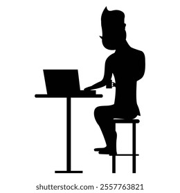 People Using Laptop Silhouettes Icon for Freelance and Remote Work Themes