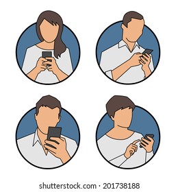 People using, looking at smart phone