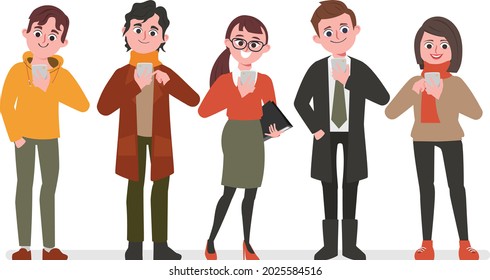 People using mobile phone for social media network communication background.
