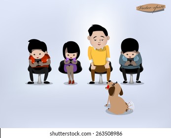 people using mobile phones socializing on internet, smart phone addicted concept