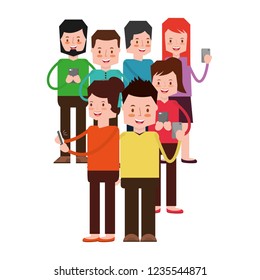 people using mobile social media