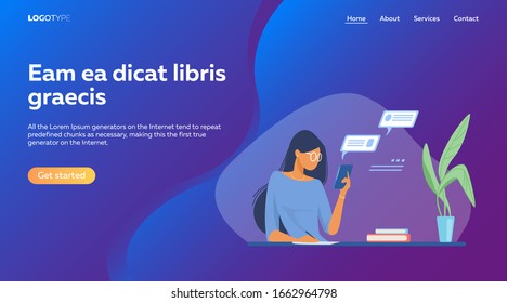People using online apps set. Professionals using computers and cellphones for work or chat. Flat vector illustrations. Internet communication concept for banner, website design or landing web page