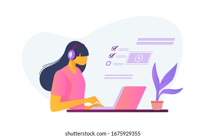 People using online apps set. Professionals using computers and cellphones for work or chat. Flat vector illustrations. Internet communication concept for banner, website design or landing web page