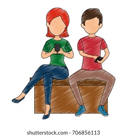people using smartphone character
