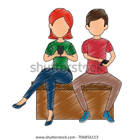 people using smartphone character