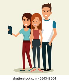 People using smartphone characters