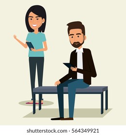 People using smartphone characters